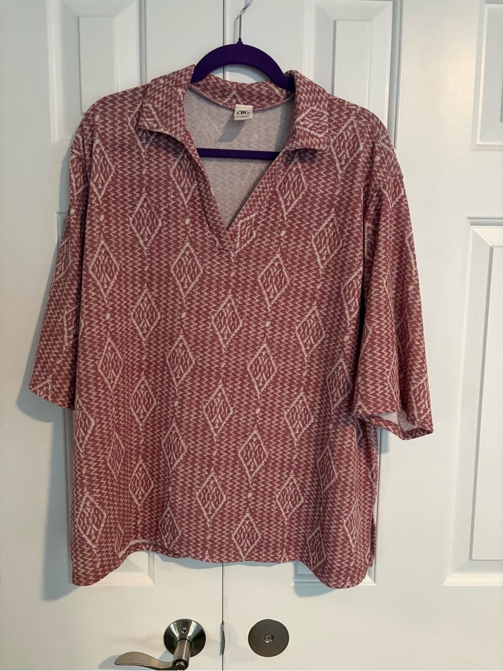 Sew In Love Dusty Pink Textured Crew Elbow Length  Size L